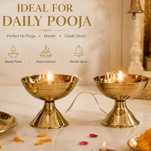 Electric Bulb Lights Diya | Deep | Deepak for Pooja | Puja | Mandir | Diwali Festival Decoration | Pair |