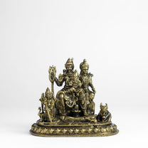 Oval Shiv Family Panchloha Idol | 2.6 Inches Height | 330 Gram Handmade Traditional Hindu Religious Statue