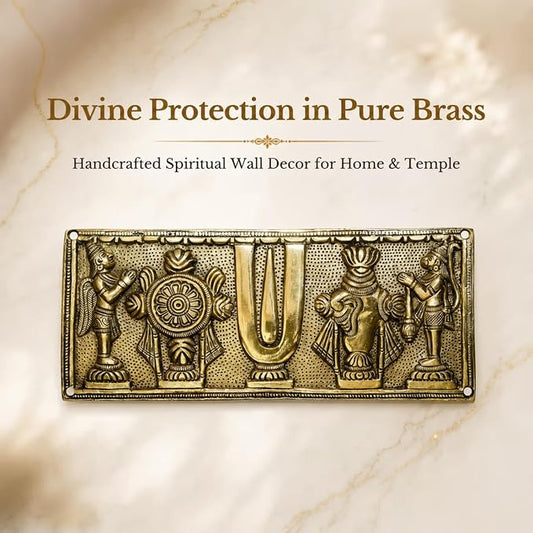 Pure Brass shanku Chakra Hanging Wallplate 10 X 4 inches, 1.10 kg Weight