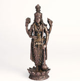 260 gm ,12 inches Kamal Standing Vishnu Idol | Antique Finish Metal God Statue for Home Temple