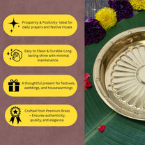 Brass Puja Thali | Traditional Gold Polish Pooja Thali for Aarti