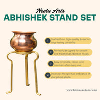 Golden Abhishek Stand – 4 Inch Small Brass Puja Stand