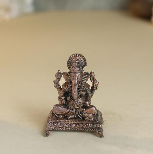 Peeta Ganesha Idol | 60 gm Brass ,5 inches Finish Ganpati Murti | Sitting Ganesh Statue for Home Temple