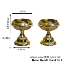 Pure Brass Kuber Akhand Nanda Stand Diya| 2.5 Inches, Pack of 1 Pair