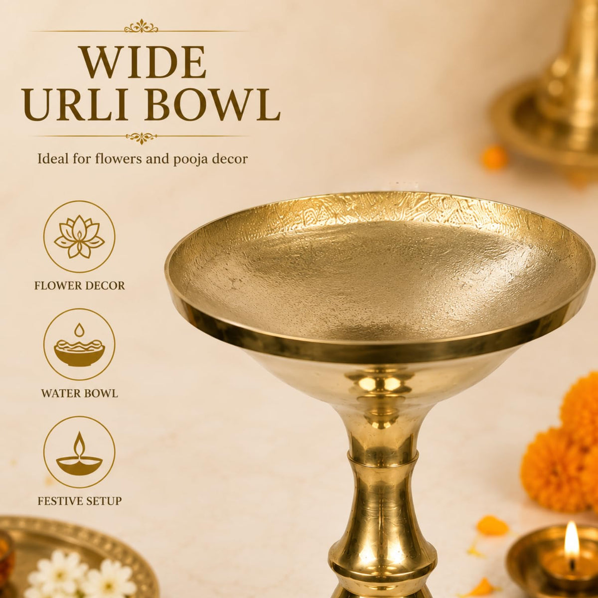 Brass Urli/Uruli Stand 40cm, 60cm Height