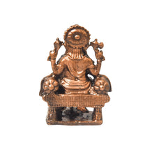 Copper Darbar Ganesha Idol, 1.5 Inch, Patina Antique Finish