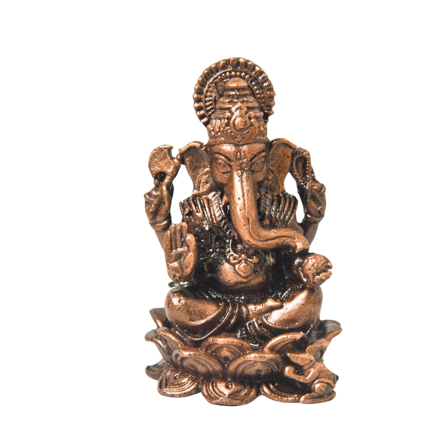 Copper Ganesha Idol with Patina Antique Finish, 1.75-Inch