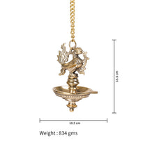 Brass Hanging Diya | Ethnic Big Peacock Design Oil Lamp (Medium, Pack of 1)