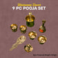 Brass Puja Set | 8 Pcs Traditional Pooja Kit with Diya, Bell, Kalash, Spoon, Bowls & Incense Holder