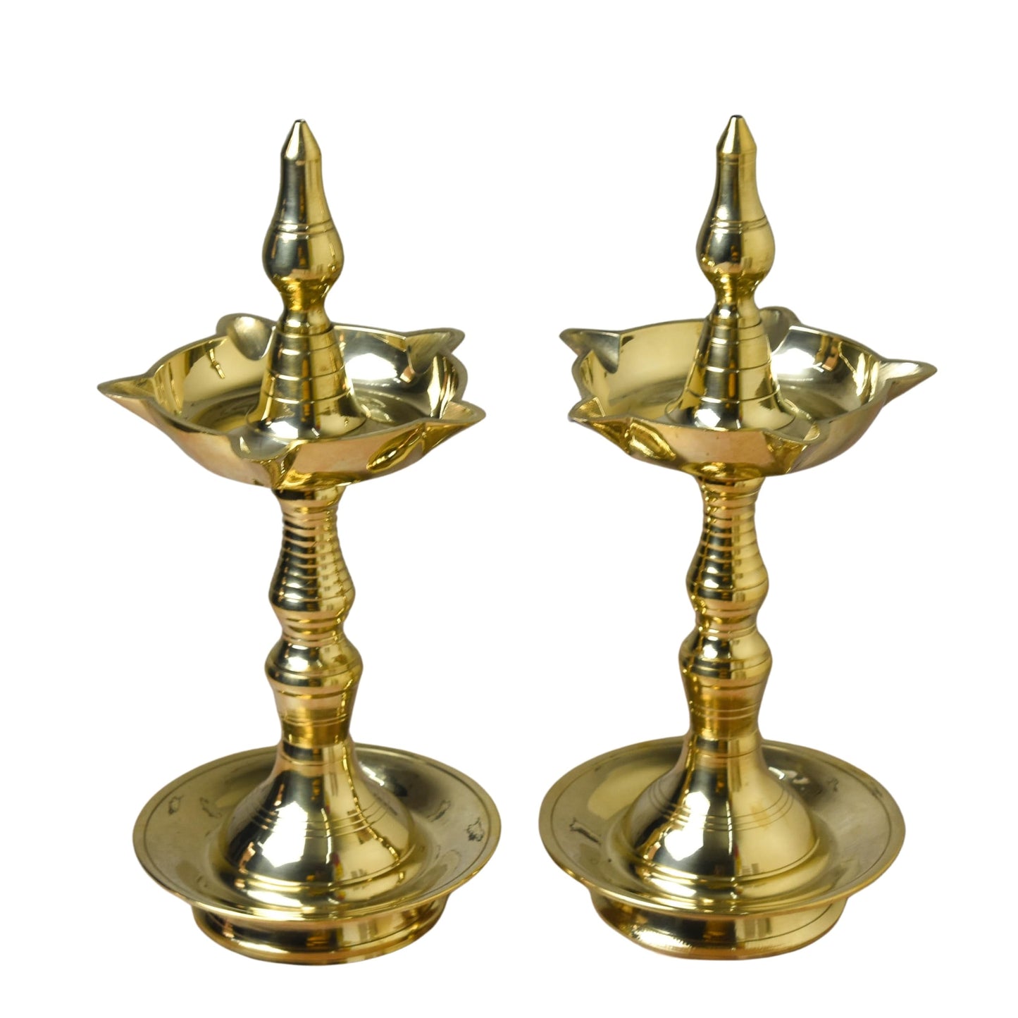 Pure Brass Udupi Kerala Fancy Diya | 10.25 Inches, Pack of 1 Pair
