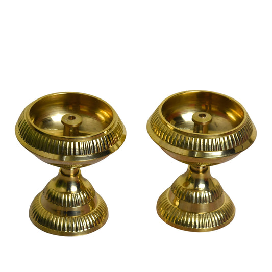 Pure Brass Kuber Akhand Nanda Stand Diya| 2.5 Inches, Pack of 1 Pair