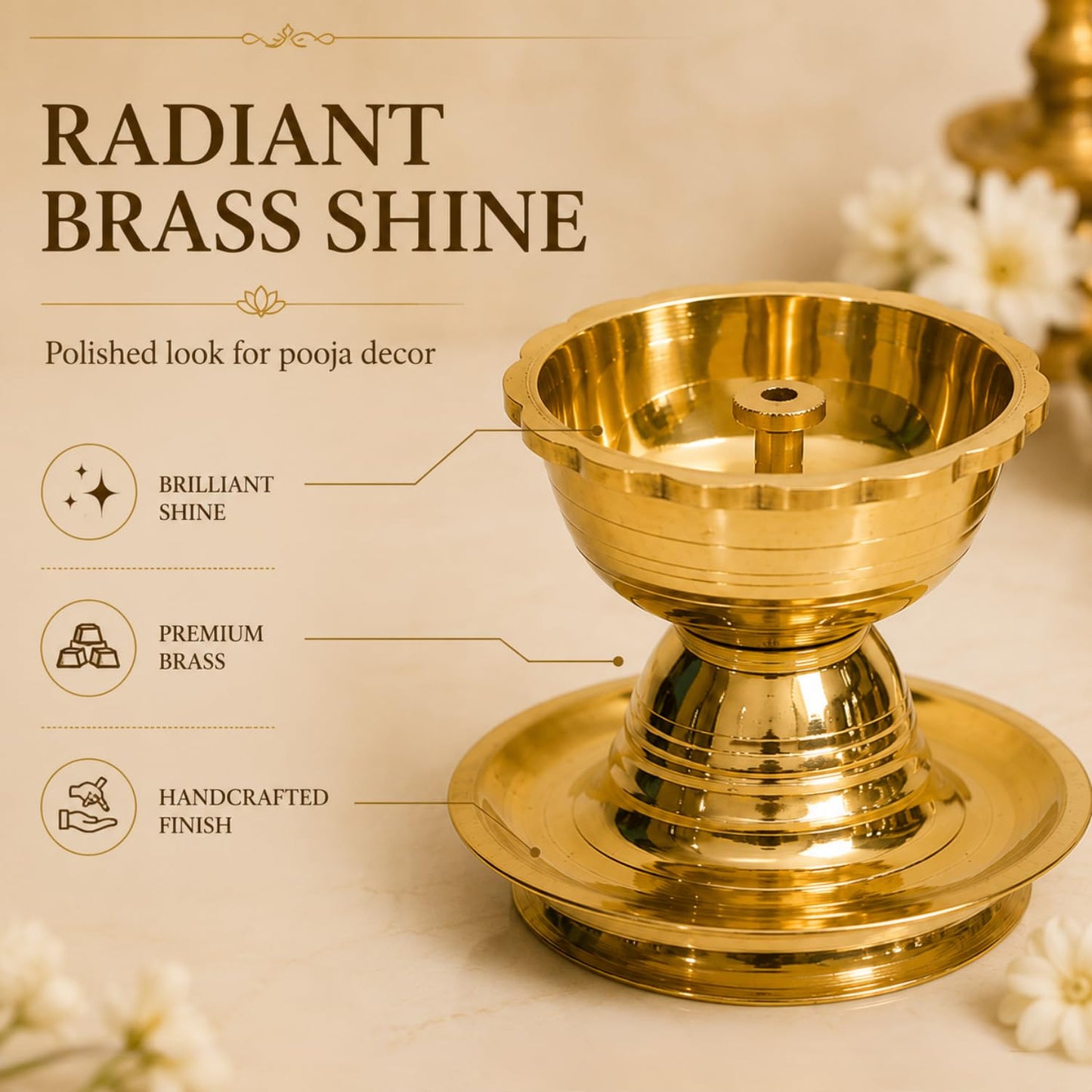 Pure Brass Akhand Diya | Handcrafted in India - 2.5 inches