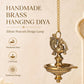 Brass Peacock Hanging Diya | 5-Wick | Antique Finish | Pack of 1
