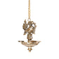 Brass Hanging Diya – Ethnic Peacock Design with 5 Oil Wicks (Medium, Pack of 1)