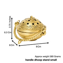 Brass Agarbatti & Dhoop Holder with Handle | Antique Black Finish | 2.75-Inch (580 gm, 1 Pc)