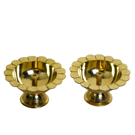 Brass Chandra Mukhi Akhand Nanda Pyali Deep | 1.75 Inches (Pack of 1 Pair)