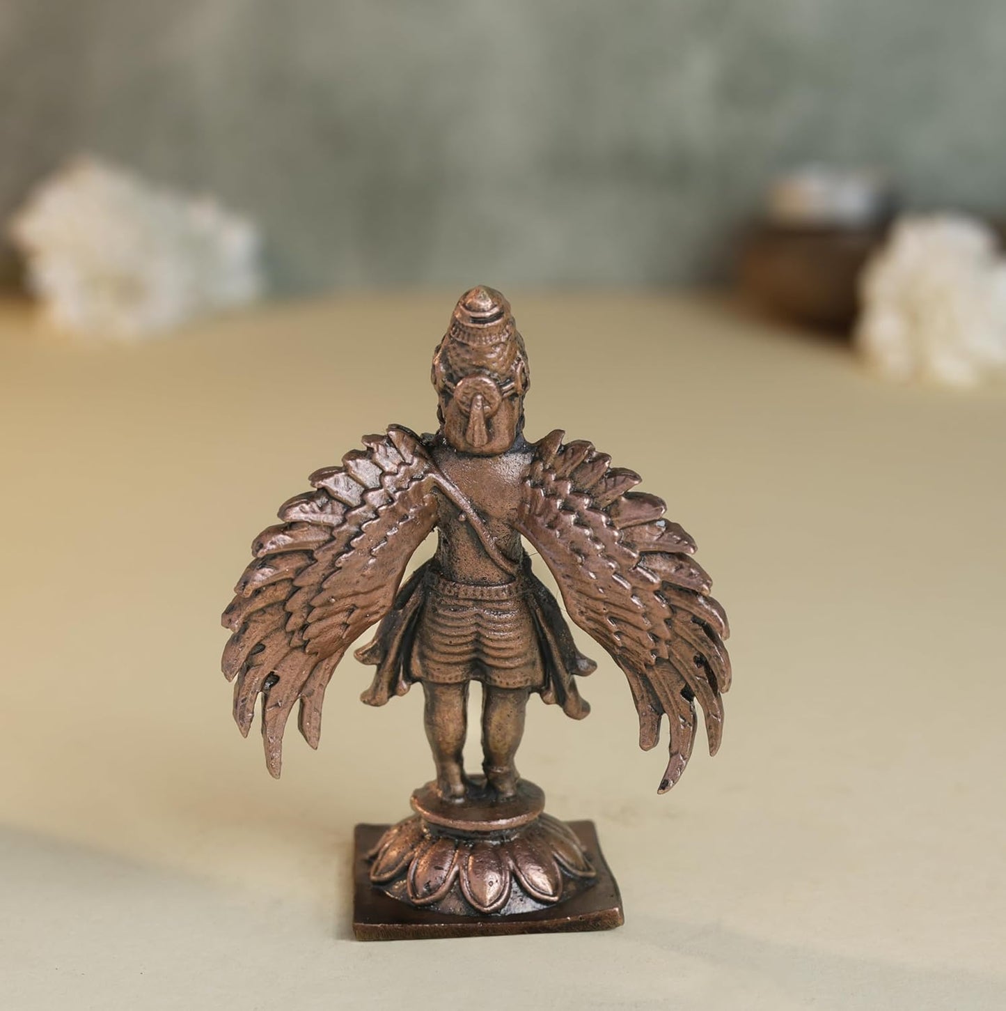 Garuda Idol | 150 gm, 8 inches  New Model | Antique Finish Metal God Statue for Home Temple | Standing Garuda Murti for Pooja Room, Vastu Decor & Spiritual Gift