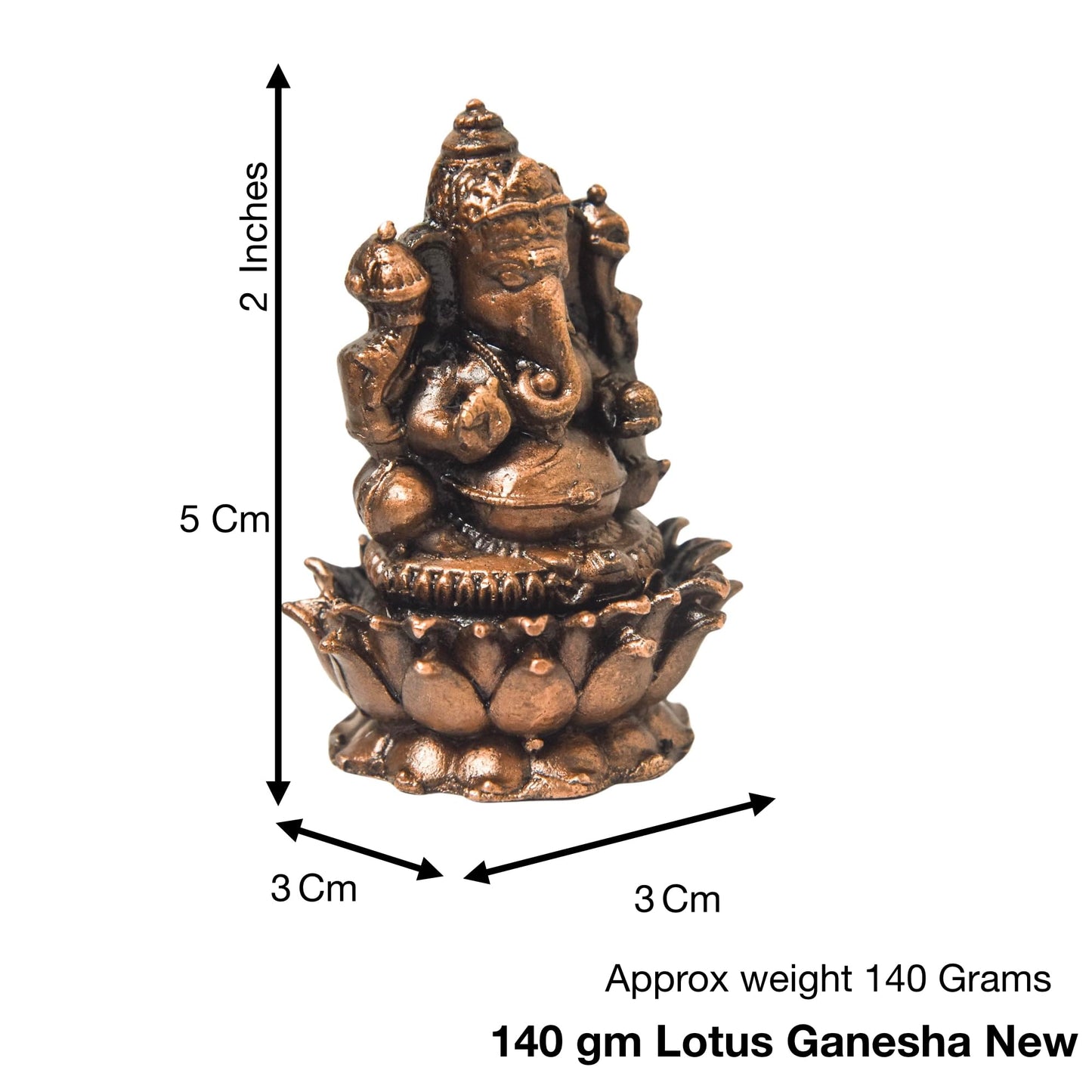 Copper Ganesha Idol, 2-Inch, 140g, Patina Antique Finish