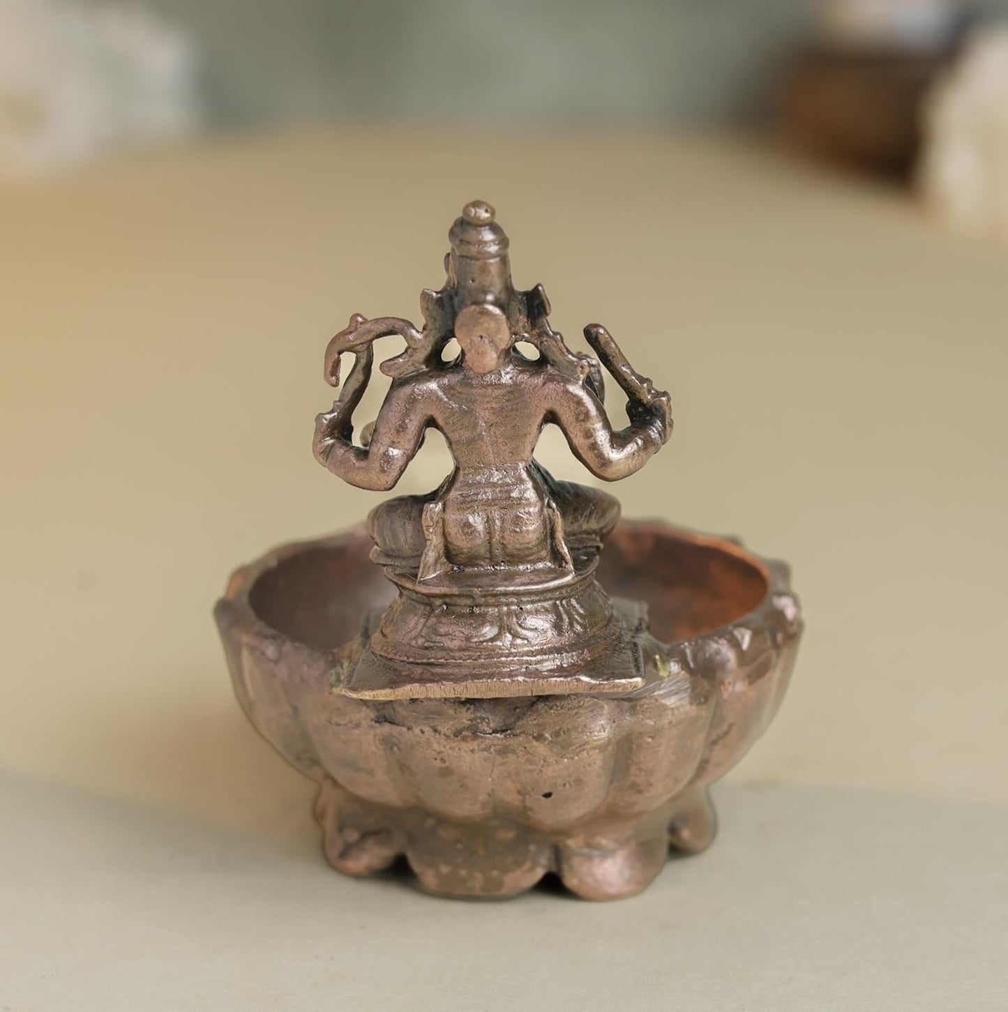 Varahi Urli with Idol | 140 gm ,7.5 inches Brass Finish Decorative Urli Bowl with Goddess Varahi