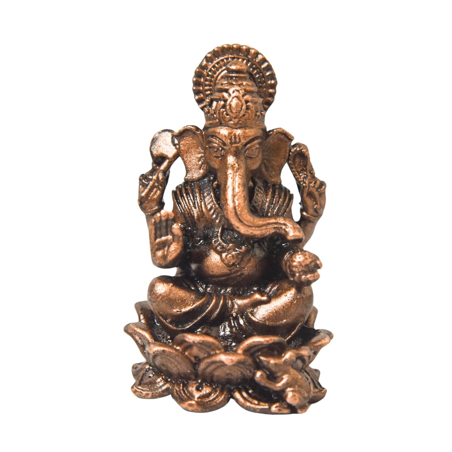 Copper Ganesha Idol, 1.6 Inches, 40g, Patina Antique Finish