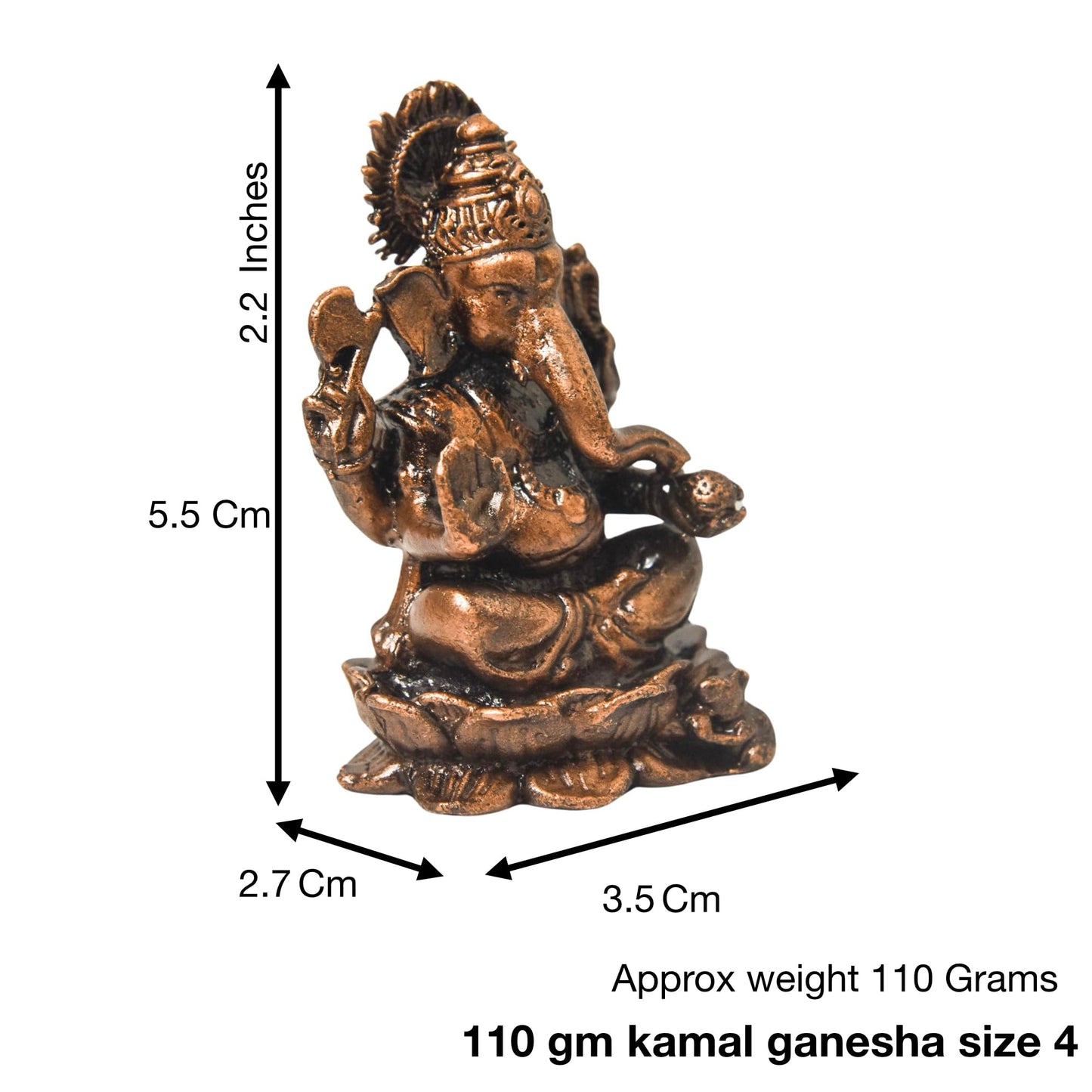 Copper Ganesha Idol, 110g, 2.2-Inch, Pack of 1