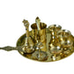 8-Inch Pure Brass Pooja Thali Set with Diyas, kumkum bowls, Aarti stand, Panchpatra with spoon, Karpoor aarti and Bell