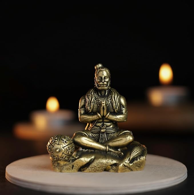 Abhaya Hasta Sitting Hanuman Panchloha Idol | 210 gm | 6 CM Height | Handmade Traditional Lord Hanuman Statue