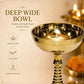 Pure Brass Plain Nanda Bowl Long Table Diya, 5.5 inches, Pack of 2 pcs (with Lavanga - 2pc)