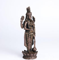260 gm ,12 inches Kamal Standing Vishnu Idol | Antique Finish Metal God Statue for Home Temple