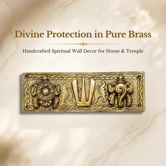 Pure Brass shanku Chakra Hanging Wallplate 7.75 X 2.5 inches, 500gm Weight