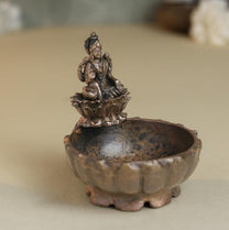 Lotus Lakshmi Urli | 130 gm,6.5 inches  Metal Decorative Bowl with Antique Finish for Home Temple
