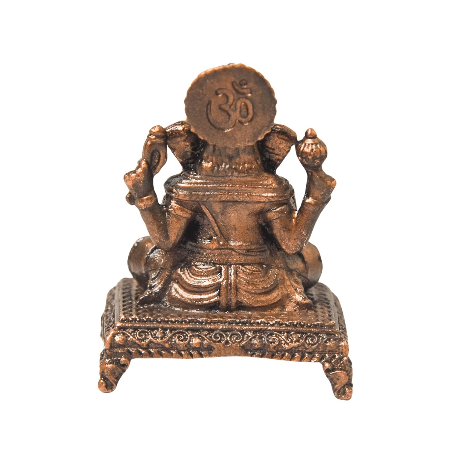 Copper Ganesha Idol with Patina Antique Finish, 1.6-Inch