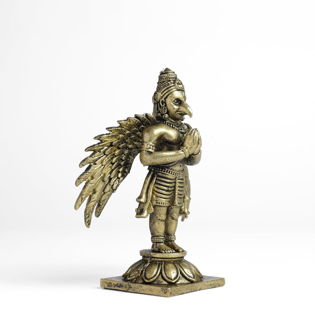 Standing Garuda Panchloha Idol | Size 8 × 3.5 × 3 cm | Approx 170 gm | Handcrafted Traditional Hindu Religious Statue