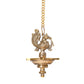 Brass Hanging Diya with Ethnic Peacock Design | 5 Oil Wick | Antique Finish