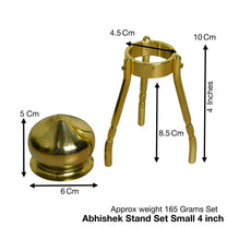 4-Inch Brass Round Abhishek Stand Set with Kalash