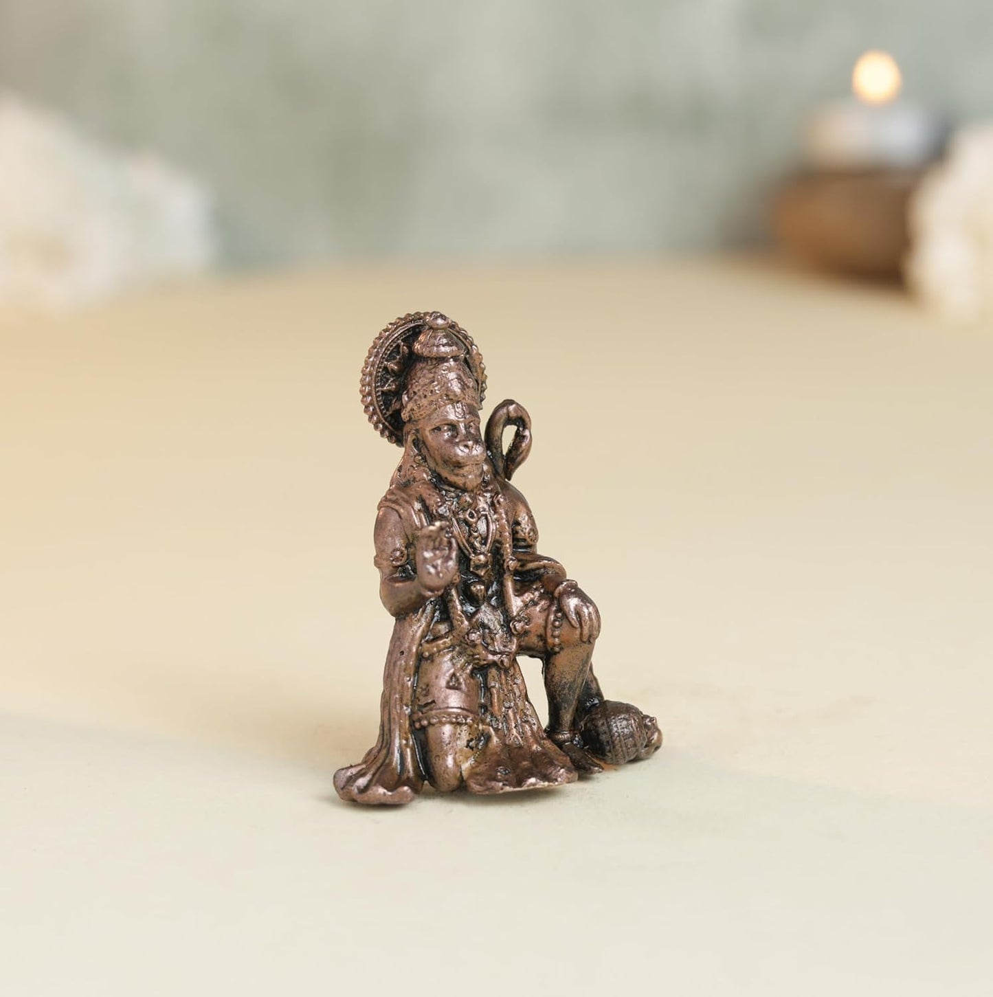Ashirvad Hanuman Idol | 50 gm  ,5 inches Sitting Murti | Antique Finish Metal God Statue for Home Temple