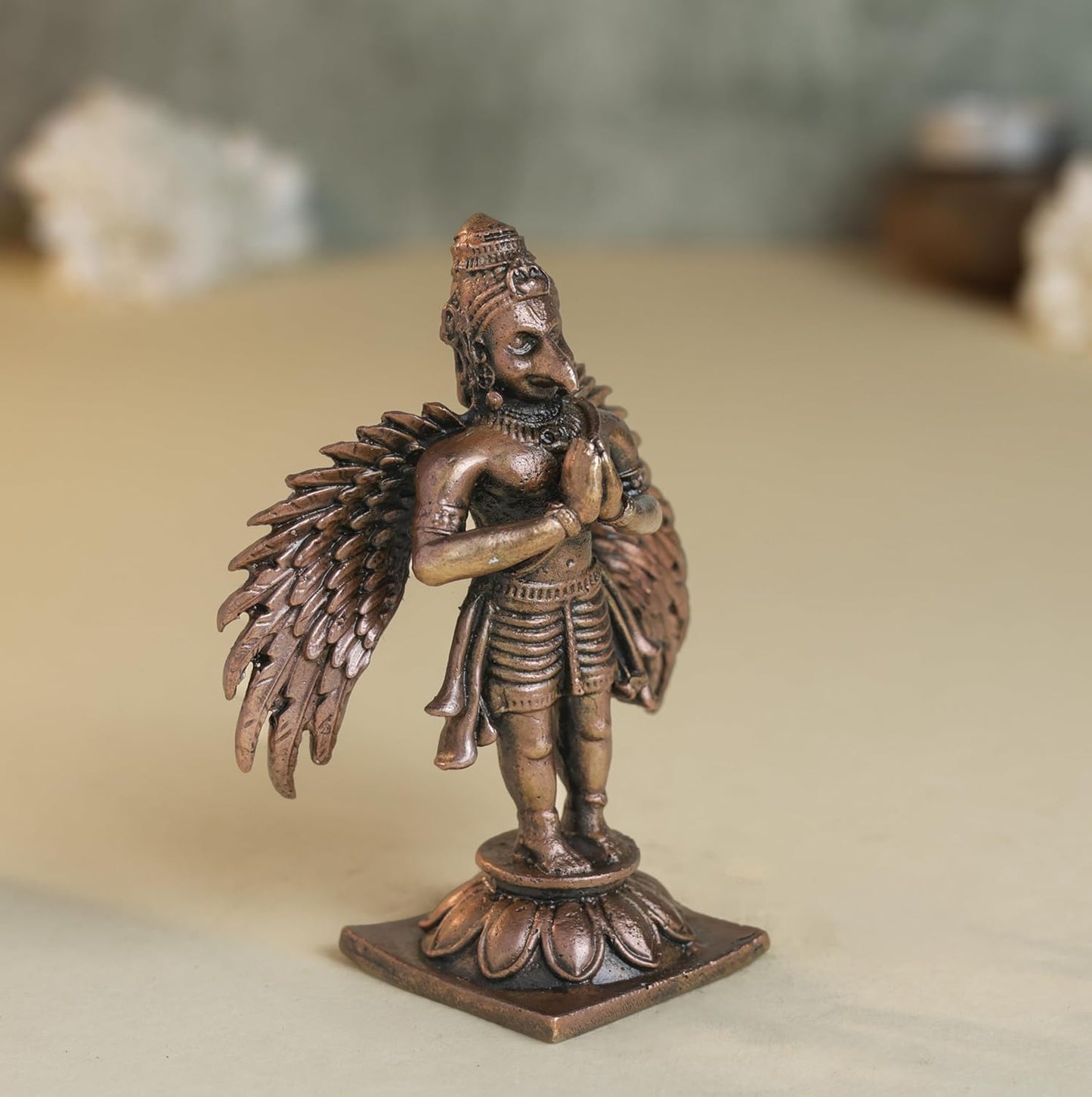 Garuda Idol | 150 gm, 8 inches  New Model | Antique Finish Metal God Statue for Home Temple | Standing Garuda Murti for Pooja Room, Vastu Decor & Spiritual Gift