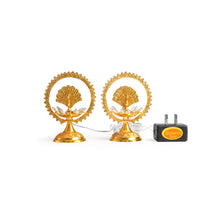 Brass Electric Diya with Golden Polish, 4.5 Inches, Pack of 1 Pair