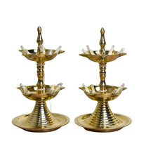 Brass Electric LED Diya with 2-Step Traditional Deepak Design | 6 Inches, 480 gm