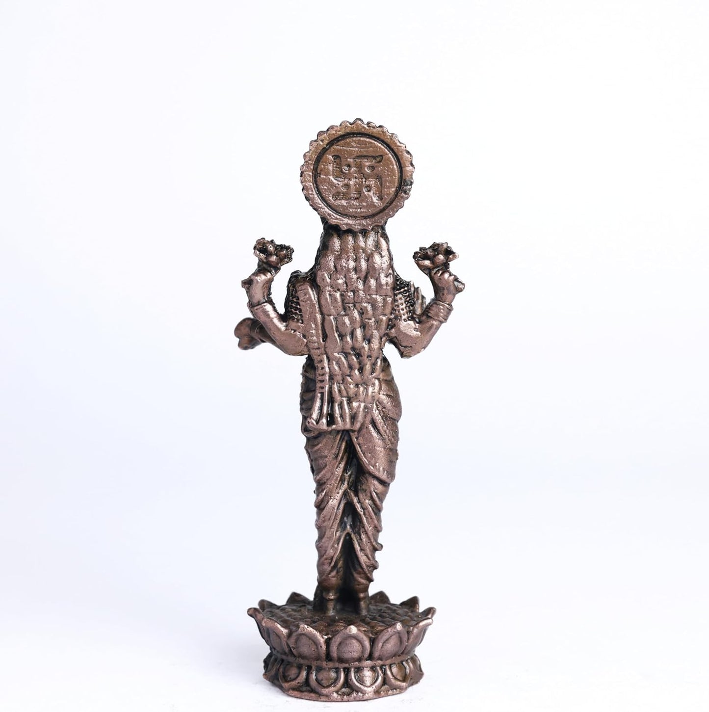 220 gm, 11 inches  Kamal Standing Lakshmi Idol | Antique Finish Metal Goddess Statue for Home Temple |