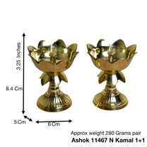 Pure Brass LED Bulb Light Kamal Design Electric Diya (3.25 Inches, 280g)