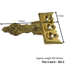 Pure Brass Flat Udupi Three Aarti | 225 Grams, Pack of 1