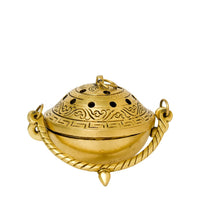 Brass Agarbatti & Dhoop Holder with Handle | Antique Black Finish | 2.75-Inch (580 gm, 1 Pc)