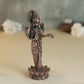 220 gm, 11 inches  Kamal Standing Lakshmi Idol | Antique Finish Metal Goddess Statue for Home Temple |