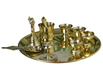 Brass Pooja Thali Set, 10-Inch Floral Design, 800 gm