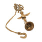Brass Peacock Hanging Diya with Bell | 5-Wick | Antique Finish | Pack of 1