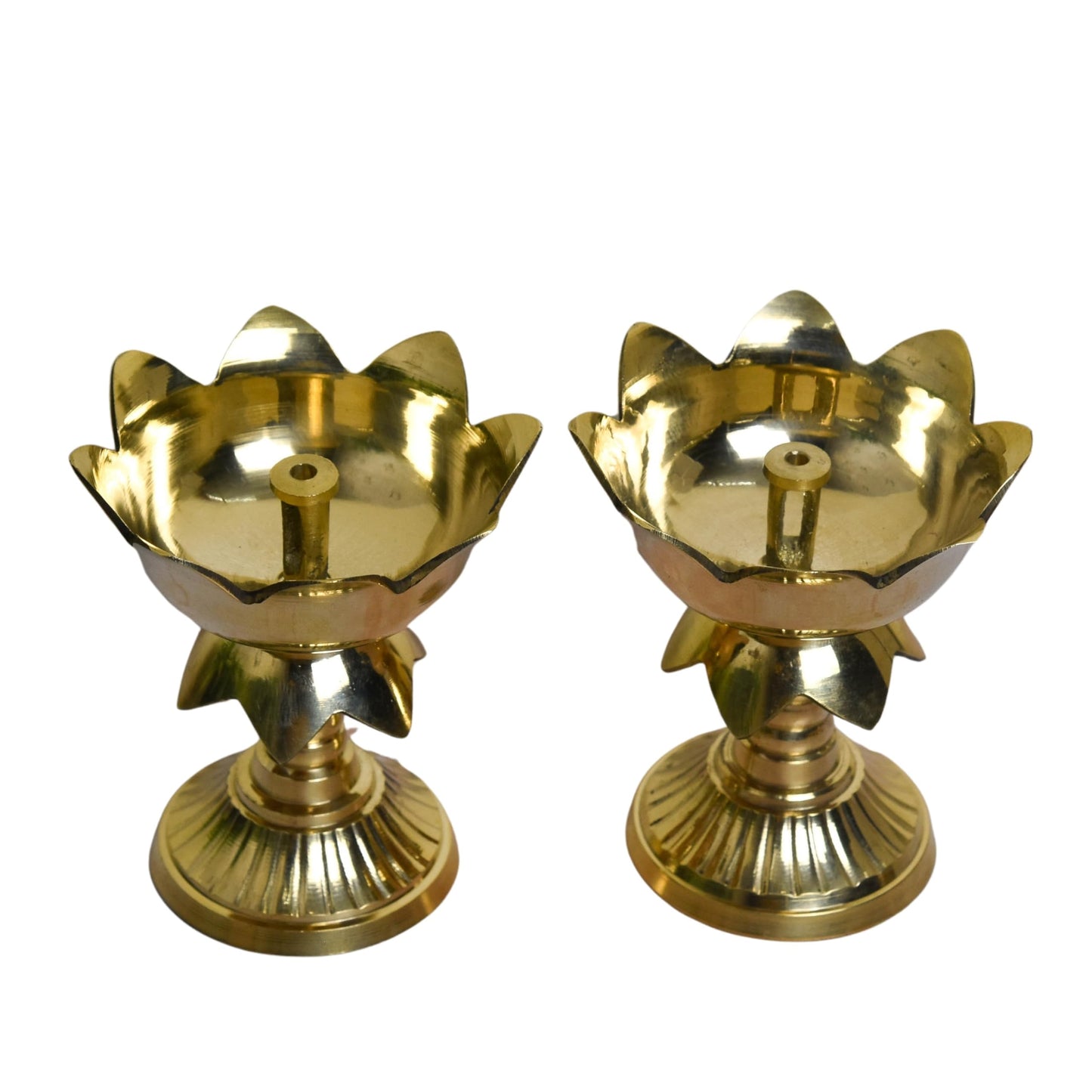 Pure Brass Kamal Akhand Nanda Diya (3.25 Inches, Pack of 2)