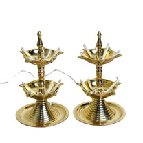 Brass Electric LED Diya with 2-Step Traditional Deepak Design | 6 Inches, 480 gm