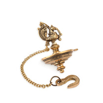 Handmade Ethnic Peacock Design 1 Oil Wick Brass Hanging Diya, Medium, Pack of 1