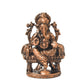 Copper Darbar Ganesha Idol, 1.5 Inch, Patina Antique Finish